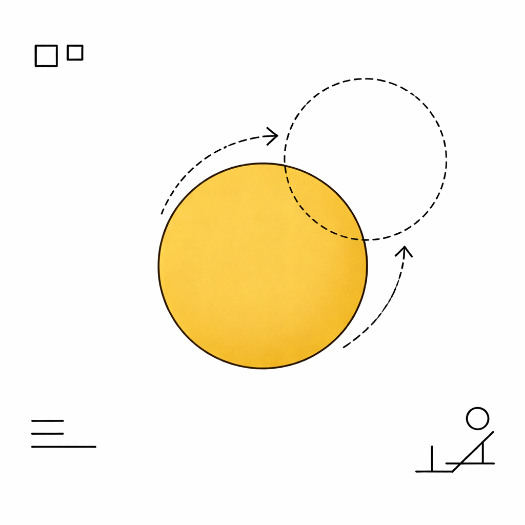Abstrakt mynd av gull sirkli við linju sirkli fyri at vísa á ein mismun ímillum 
			veruleika og vitlíki
